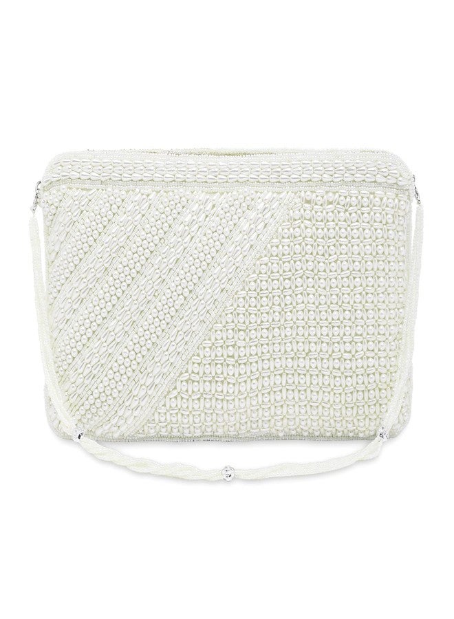 بيورا حقائب يد بيورا البيضاء للنساء، حقائب يد مسائية مصنوعة يدوياً، حقيبة يد للعروس (C110W) - Image 1